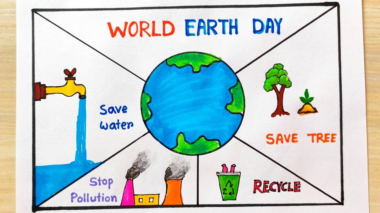 World Earth Day Drawing Using Paper Beautiful Earth Day Idea For Project Earth Day Drawing Idea YouTube