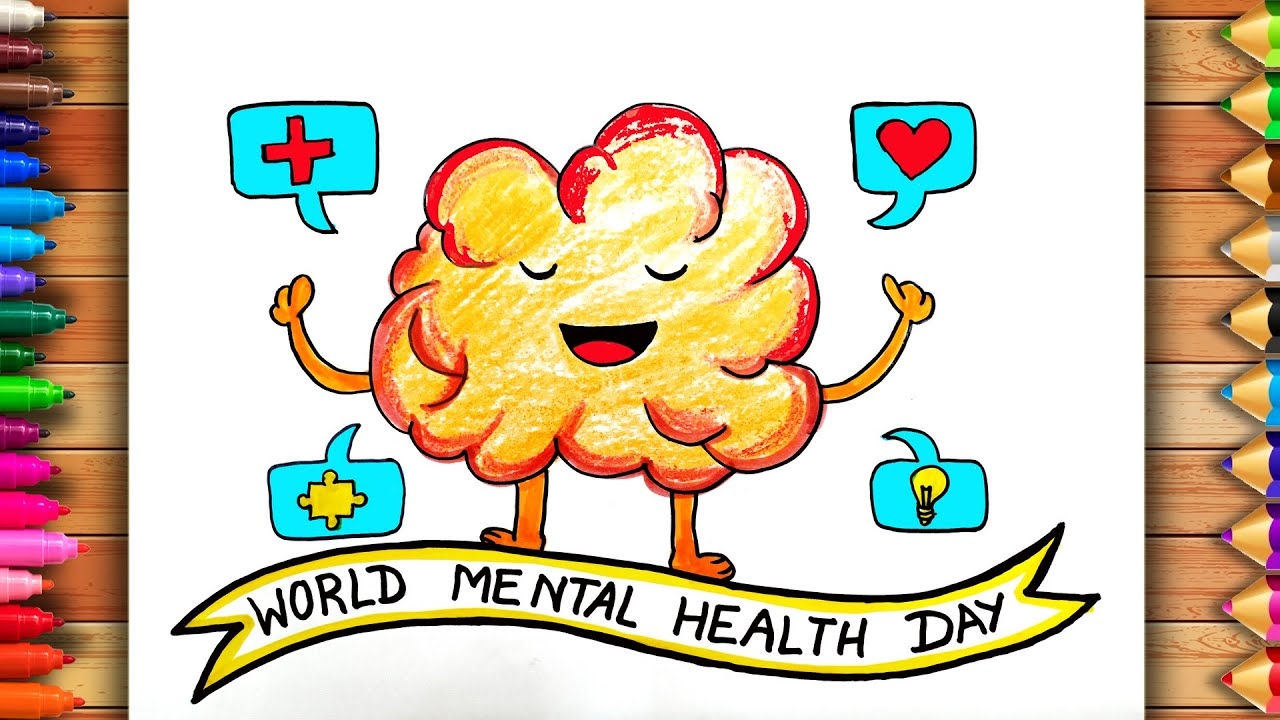 World Mental Health Day Drawing World Mental Health Day Poster Mental Health Day Easy Drawing YouTube