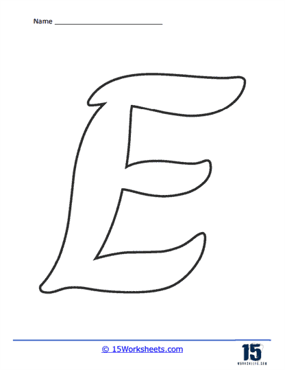 child coloring a bubble letter E