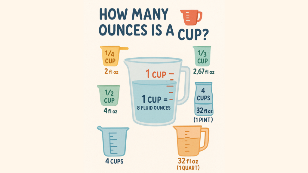 various measuring cups displaying fluid ounces