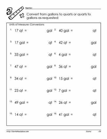 Measuring liquid in quarts and gallons